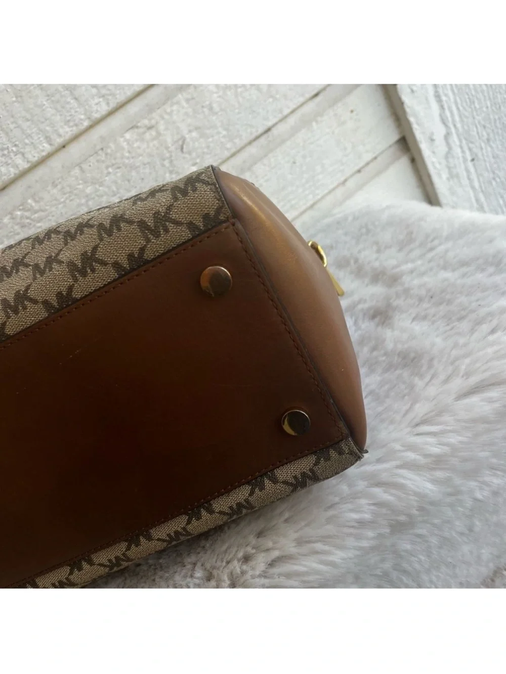 MICHAEL KORS Medium Mercer Heritage Duffle Boston Speedy Monogram Tote Bag